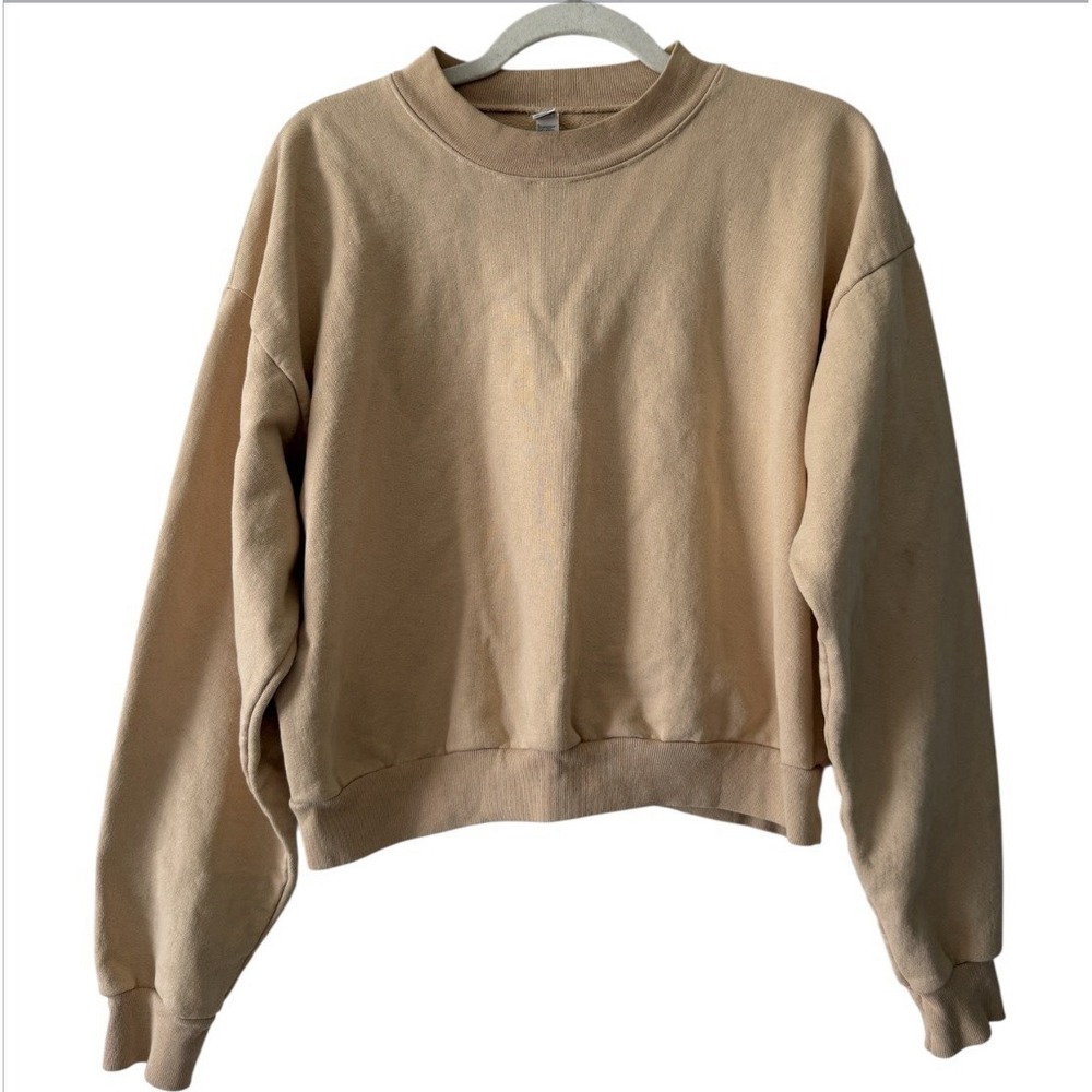 Los Angeles Apparel Sweatshirt Womens S Tan  Heavy Fleece Cropped HF07